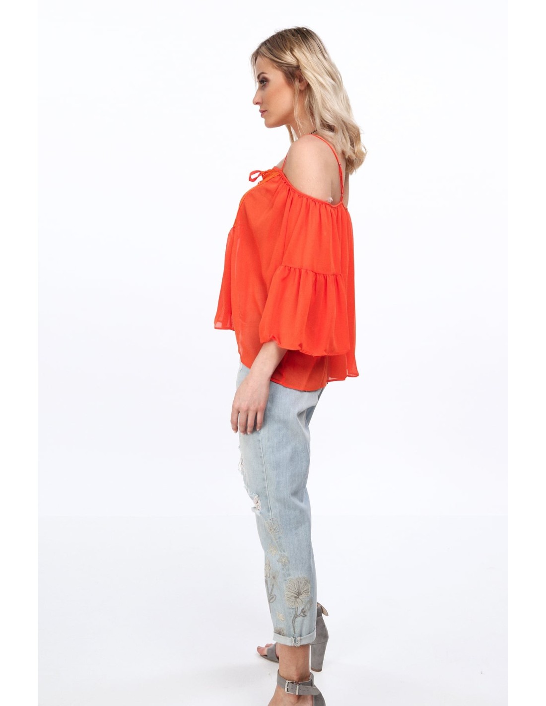 Oranžinė oversize šifoninė palaidinė MP28386 - Internetinė parduotuvė - Boutique